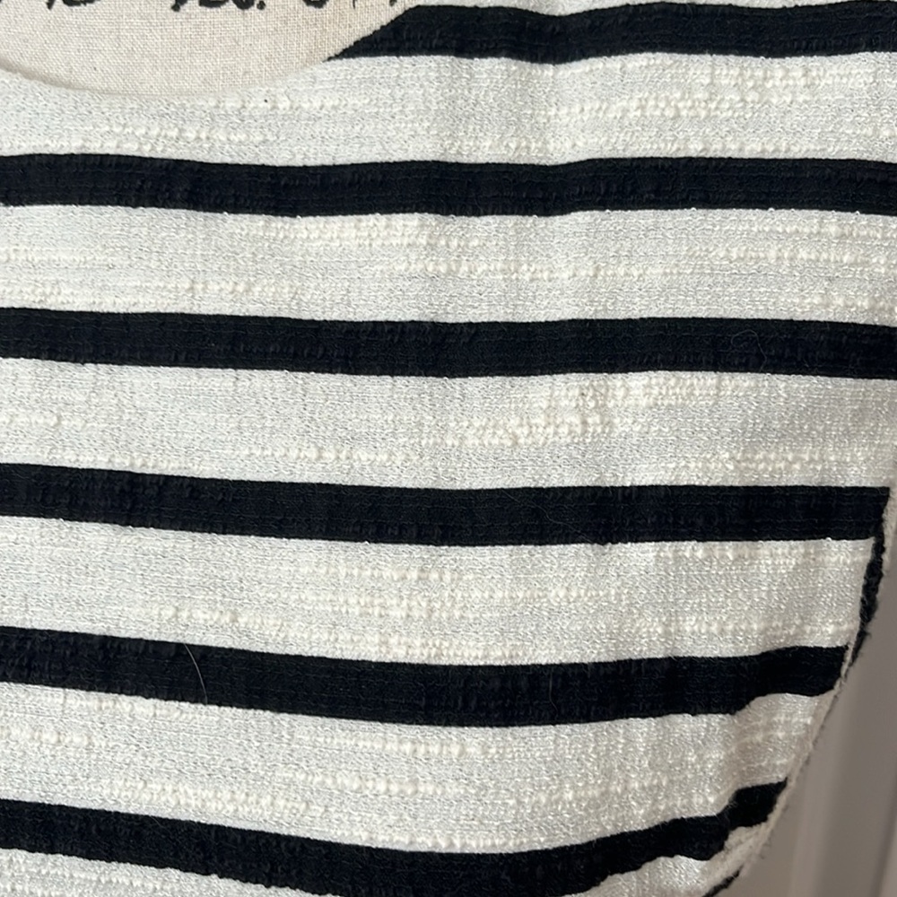 NWT Ann Taylor Black & Cream Striped textured dress Sz 8 Petite - Picture 6 of 11